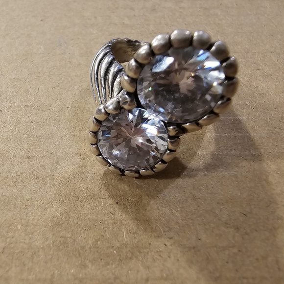 Silver And White Cubic Zirconia Twisted Pattern Ring - Picture 9 of 11